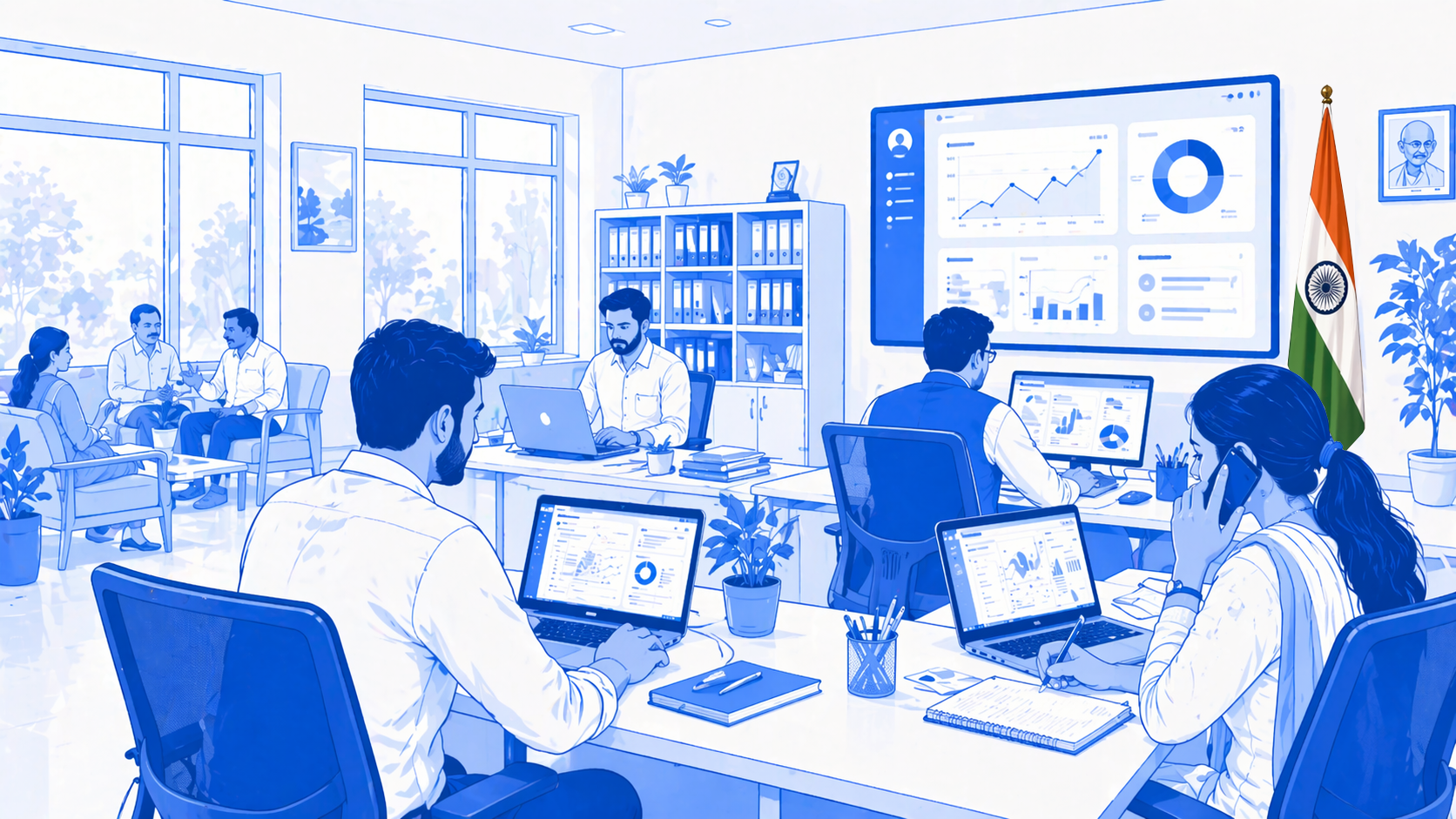 Setuk political ERP workspace overview — office operations dashboard and modules on desktop