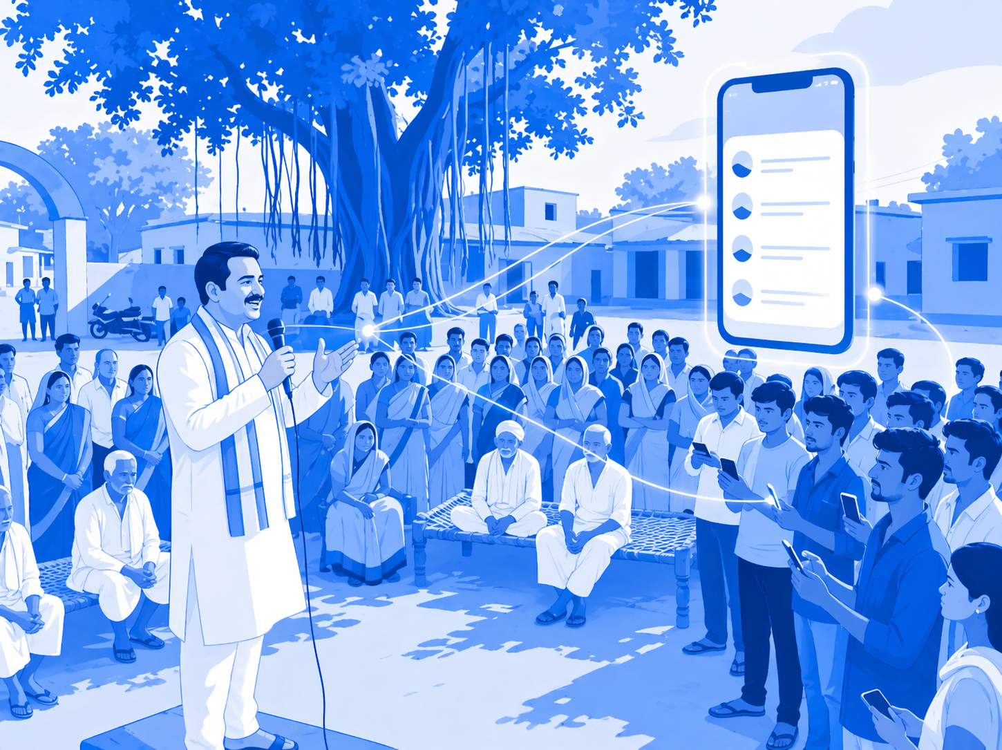 Bridge metaphor illustration — Setuk political ERP connecting representatives and citizens